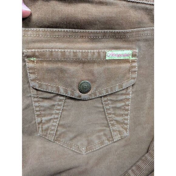 Aeropostale Cropped Pants  Brown Corduroy Ankle Slit Polyester Blend Women's 13/ - Picture 4 of 6